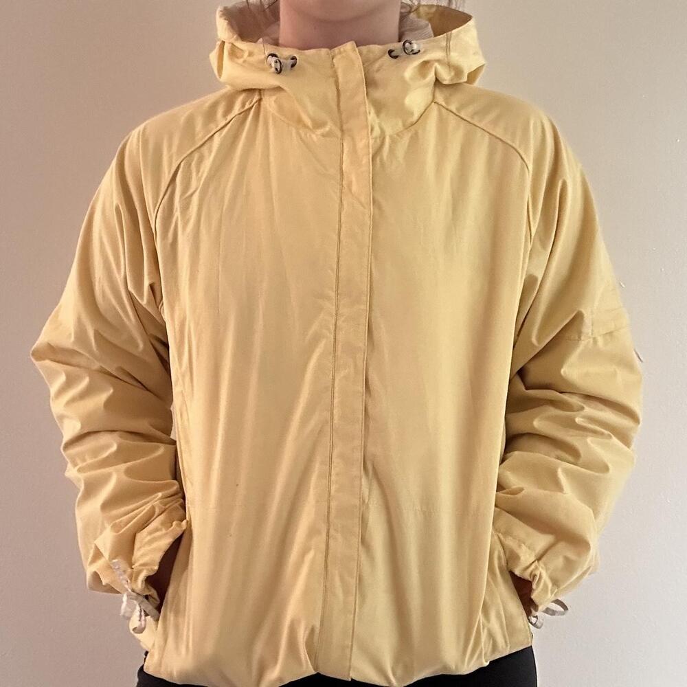 Y2K Pacific Trail Yellow Hooded Rain Jacket – Size M